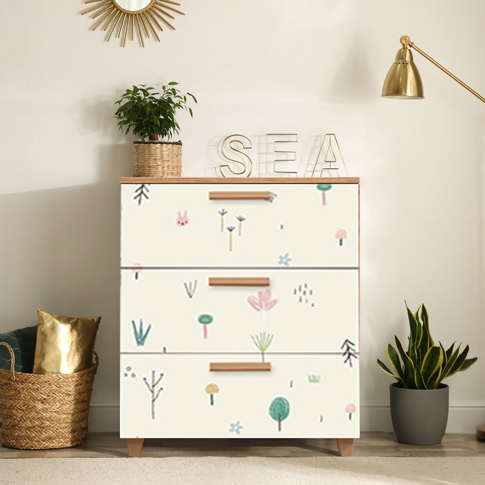Hanah Home Leva Gravis Jungle - Cómoda Pino Atlántico y Blanco